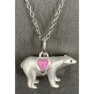 Polar Bear Necklace Sterling Silver 925 Pendant 18"